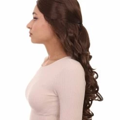 HPO Adults Women's Long Wavy Wigs | Dark Brown Coaplay Wigs | Premium Breathable Capless Cap