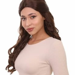 HPO Adults Women's Long Wavy Wigs | Dark Brown Coaplay Wigs | Premium Breathable Capless Cap