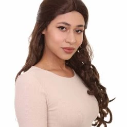 HPO Adults Women's Long Wavy Wigs | Dark Brown Coaplay Wigs | Premium Breathable Capless Cap