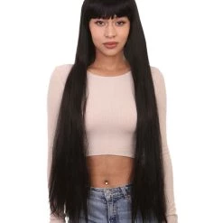 HPO Women Extra Long Straight Cosplay Brown Wig | Premium Breathable Capless Cap
