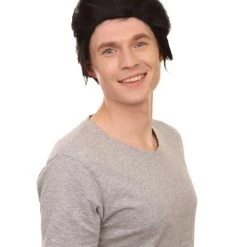 HPO Vampire Mens Wig | Black Celebrity Cosplay Halloween Wig | Premium Breathable Capless Cap