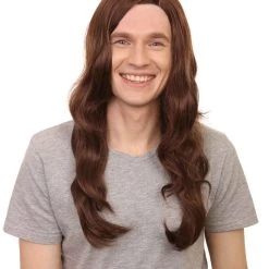 HPO 80's Rocker Mens Wig | Historical Brown Cosplay Halloween Wig | Premium Breathable Capless Cap Men's