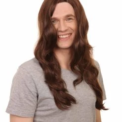 HPO 80's Rocker Mens Wig | Historical Brown Cosplay Halloween Wig | Premium Breathable Capless Cap Men's