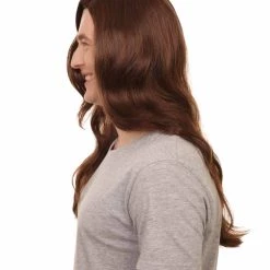 HPO 80's Rocker Mens Wig | Historical Brown Cosplay Halloween Wig | Premium Breathable Capless Cap Men's