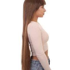 HPO Women Extra Long Straight Cosplay Brown Wig | Premium Breathable Capless Cap