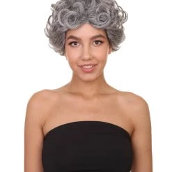 HPO Womens Old Grandma Wig | Character Play Cosplay Halloween Wig | Premium Breathable Capless Cap