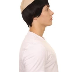 HPO Men's Monk Mens Wig | Black Hair With Cap