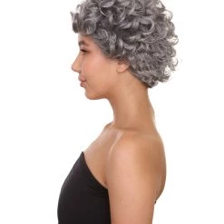 HPO Womens Old Grandma Wig | Character Play Cosplay Halloween Wig | Premium Breathable Capless Cap