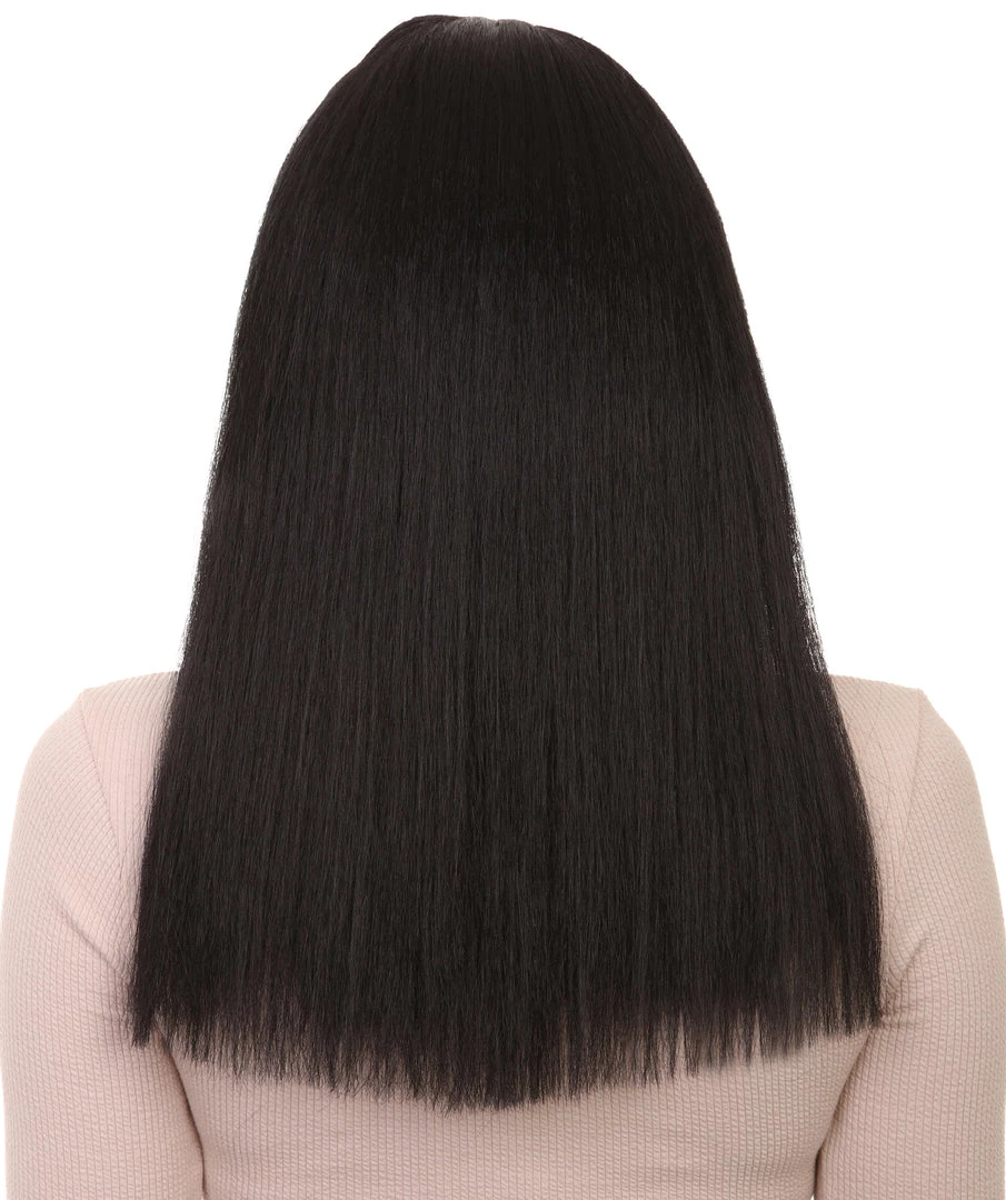 HPO Playful Brunette Adult Womens Wig | Black Long Cosplay Halloween Wig | Premium Breathable Capless Cap