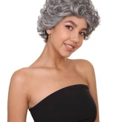 HPO Womens Old Grandma Wig | Character Play Cosplay Halloween Wig | Premium Breathable Capless Cap