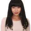 HPO Playful Brunette Adult Womens Wig | Black Long Cosplay Halloween Wig | Premium Breathable Capless Cap