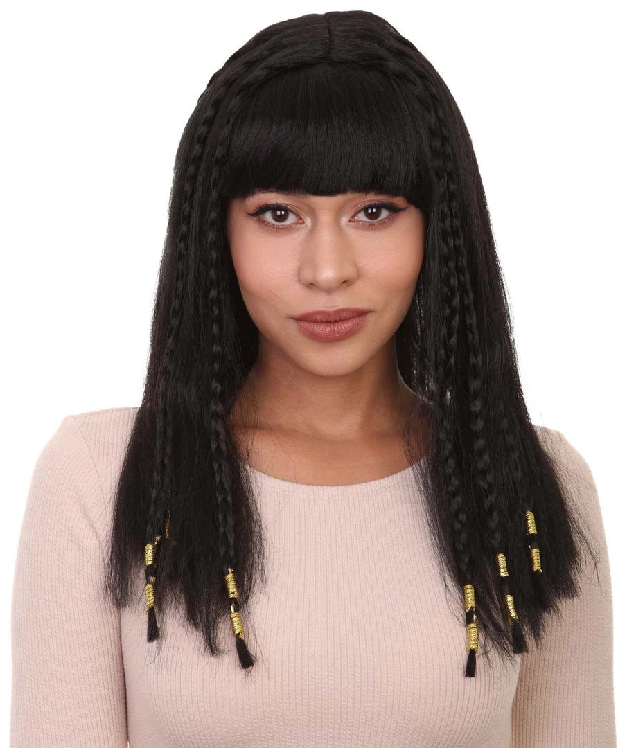 HPO Playful Brunette Adult Womens Wig | Black Long Cosplay Halloween Wig | Premium Breathable Capless Cap