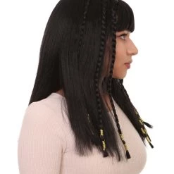 HPO Playful Brunette Adult Womens Wig | Black Long Cosplay Halloween Wig | Premium Breathable Capless Cap