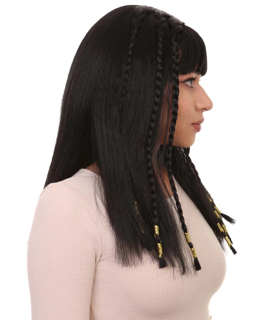 HPO Playful Brunette Adult Womens Wig | Black Long Cosplay Halloween Wig | Premium Breathable Capless Cap