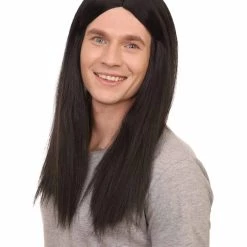 HPO Men's Sword Womens Wig | Black Long Wig | Premium Breathable Capless Cap