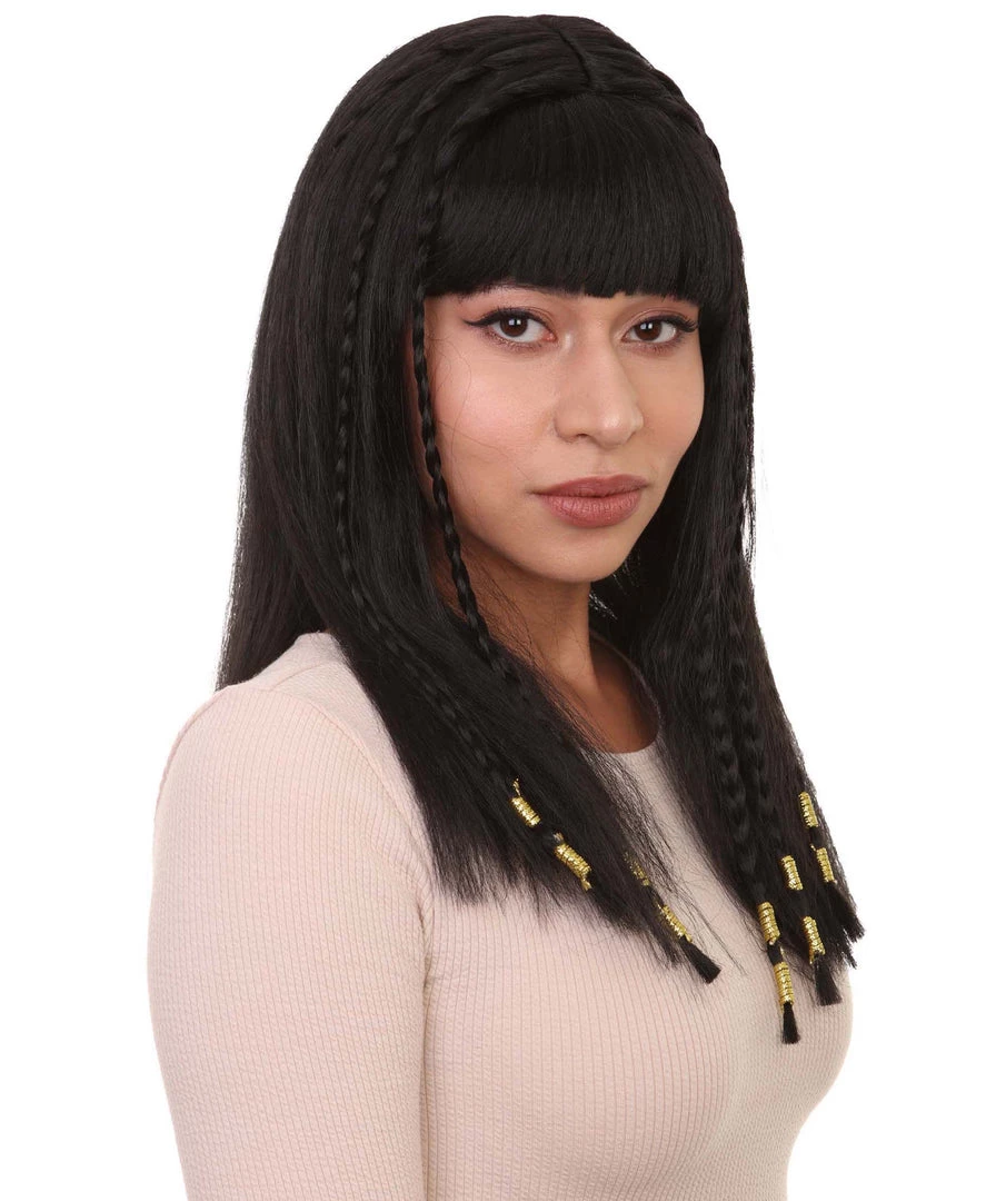 HPO Playful Brunette Adult Womens Wig | Black Long Cosplay Halloween Wig | Premium Breathable Capless Cap