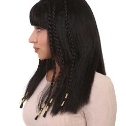 HPO Playful Brunette Adult Womens Wig | Black Long Cosplay Halloween Wig | Premium Breathable Capless Cap