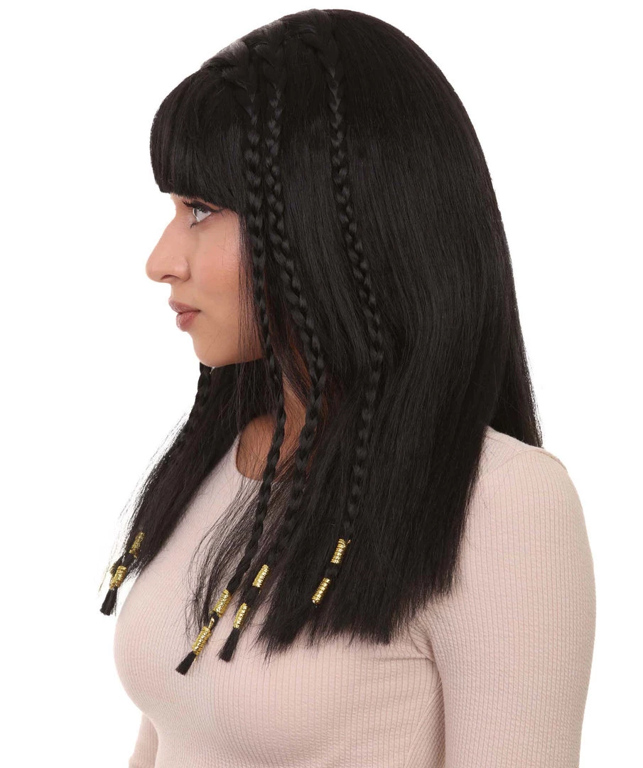 HPO Playful Brunette Adult Womens Wig | Black Long Cosplay Halloween Wig | Premium Breathable Capless Cap