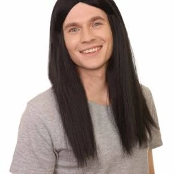 HPO Men's Sword Womens Wig | Black Long Wig | Premium Breathable Capless Cap