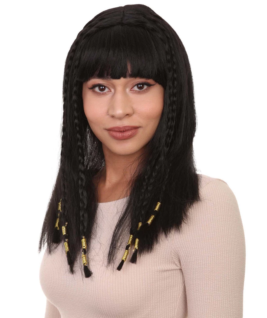 HPO Playful Brunette Adult Womens Wig | Black Long Cosplay Halloween Wig | Premium Breathable Capless Cap