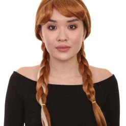 HPO Princess Women Wig | Ginger Long Braided Character Cosplay Brown Wig | Premium Breathable Capless Cap Men's