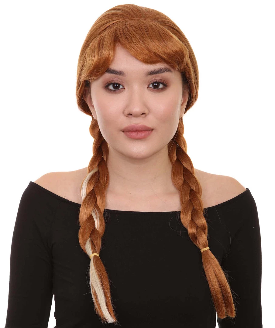 HPO Princess Women Wig | Ginger Long Braided Character Cosplay Brown Wig | Premium Breathable Capless Cap Men's