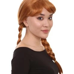 HPO Princess Women Wig | Ginger Long Braided Character Cosplay Brown Wig | Premium Breathable Capless Cap Men's