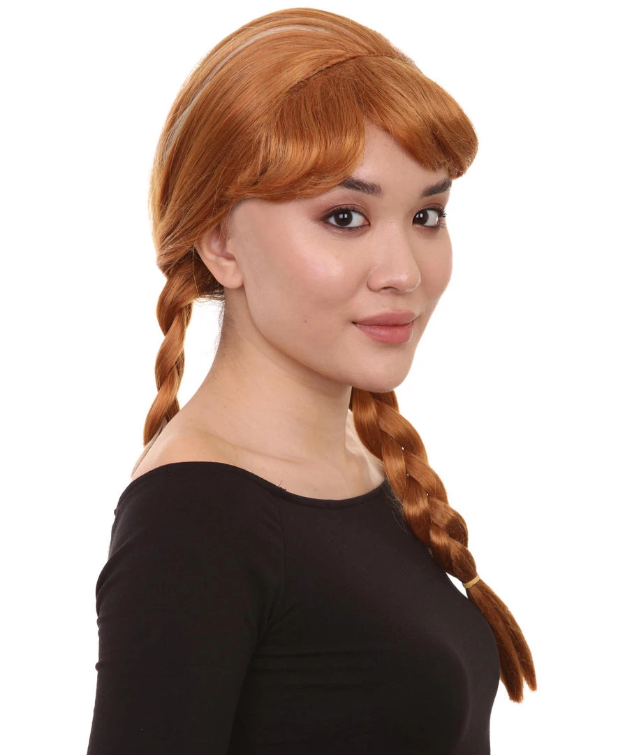 HPO Princess Women Wig | Ginger Long Braided Character Cosplay Brown Wig | Premium Breathable Capless Cap Men's