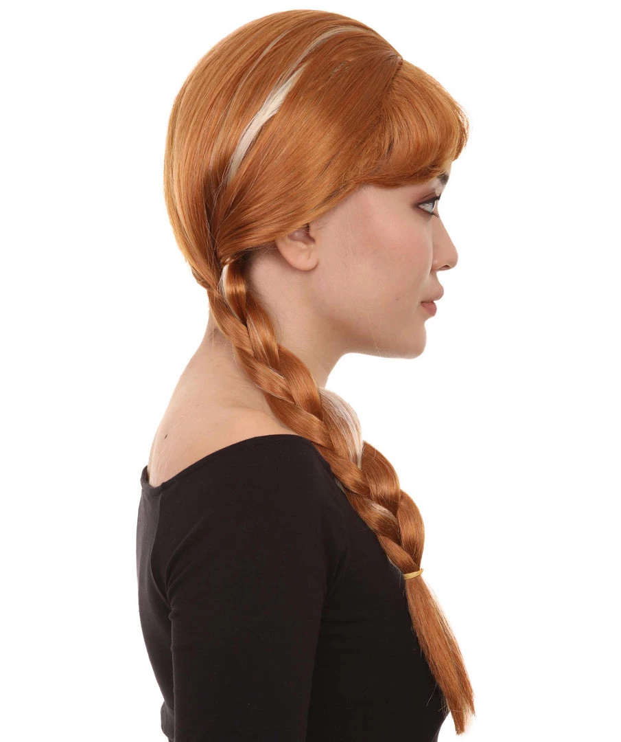 HPO Princess Women Wig | Ginger Long Braided Character Cosplay Brown Wig | Premium Breathable Capless Cap Men's