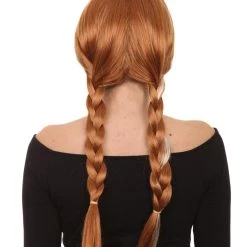 HPO Princess Women Wig | Ginger Long Braided Character Cosplay Brown Wig | Premium Breathable Capless Cap Men's