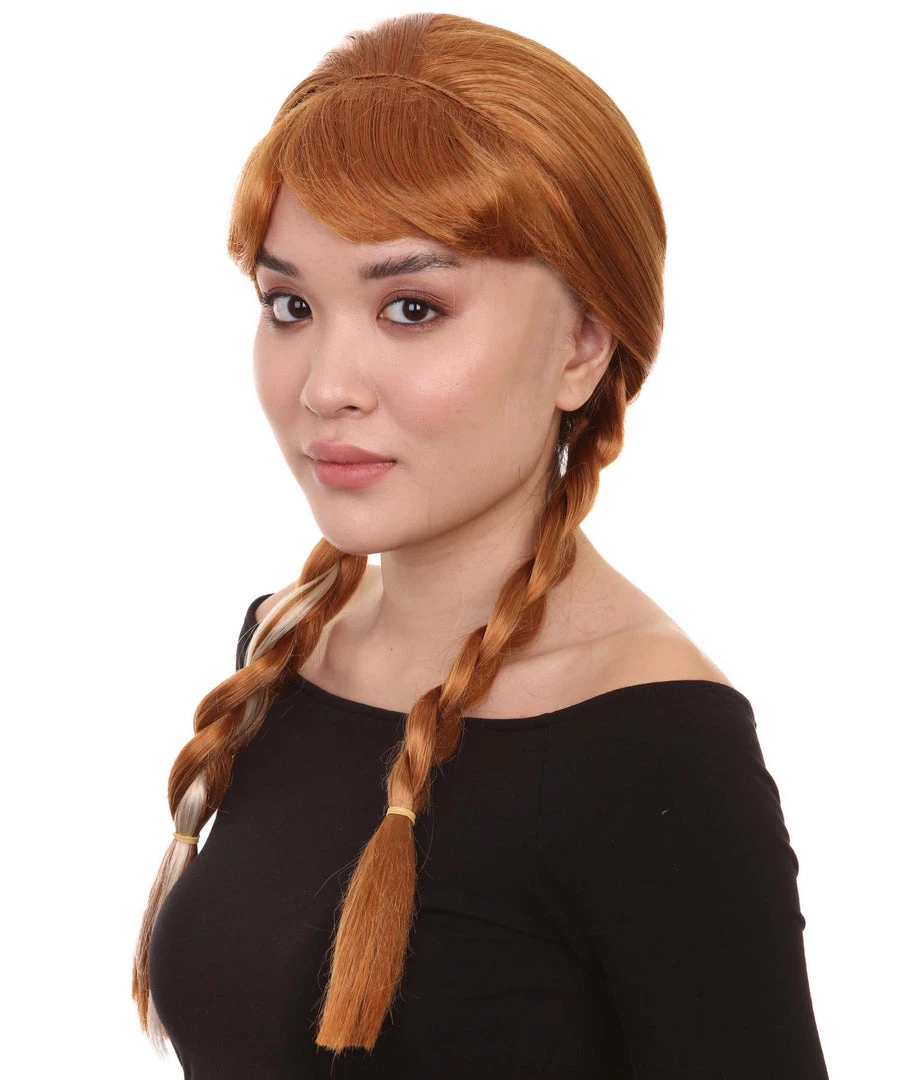 HPO Princess Women Wig | Ginger Long Braided Character Cosplay Brown Wig | Premium Breathable Capless Cap Men's