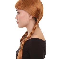 HPO Princess Women Wig | Ginger Long Braided Character Cosplay Brown Wig | Premium Breathable Capless Cap Men's
