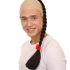 HPO Men's Kung Fu Master Mens Wig | Black Braid With Wig