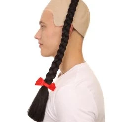 HPO Men's Kung Fu Master Mens Wig | Black Braid With Wig
