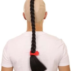 HPO Men's Kung Fu Master Mens Wig | Black Braid With Wig