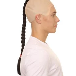HPO Men's Kung Fu Master Mens Wig | Black Braid With Wig