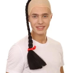 HPO Men's Kung Fu Master Mens Wig | Black Braid With Wig