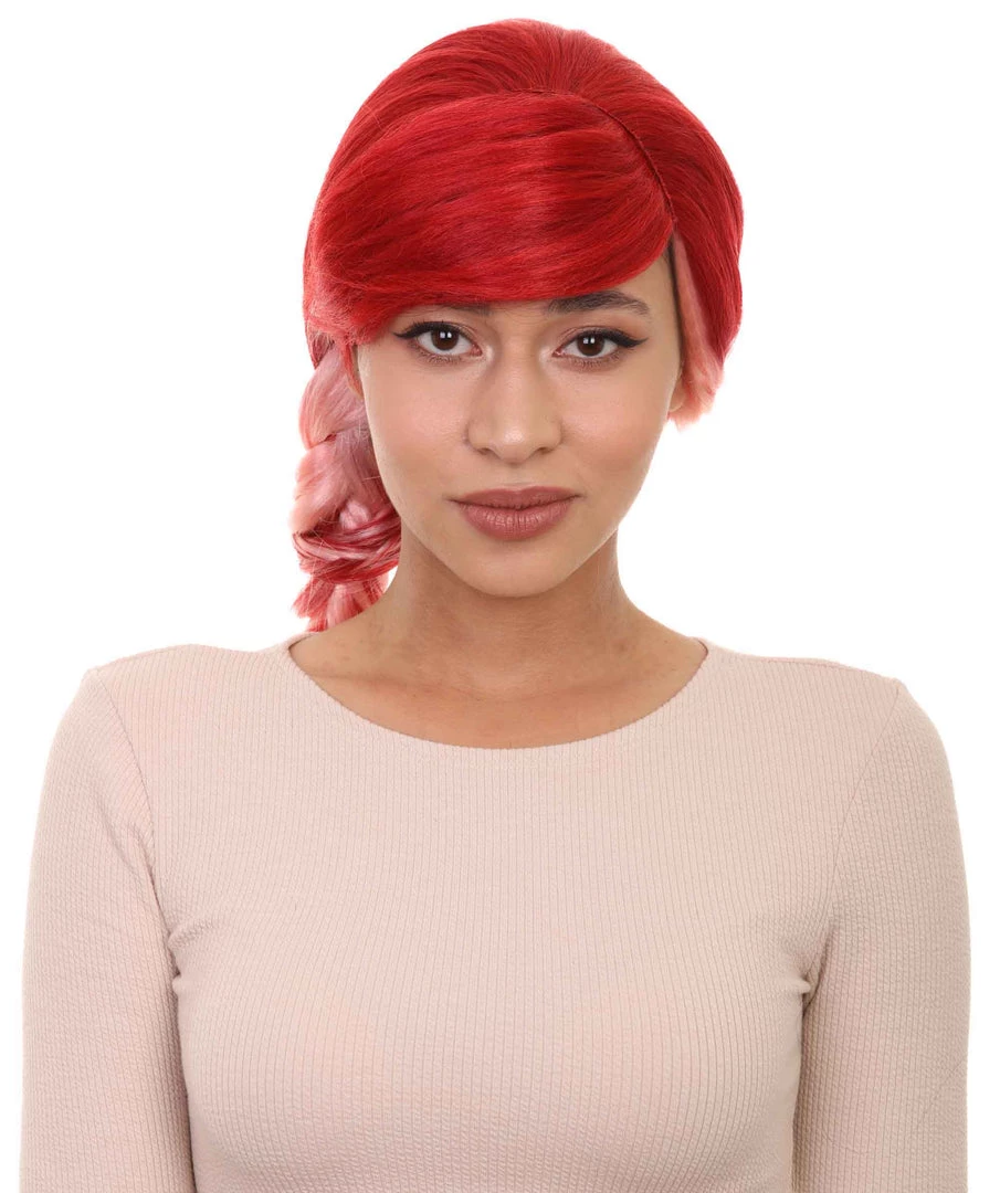 HPO Pretty Red Ponytail Womens Wig | Pop Star Character Cosplay Halloween Wig | Premium Breathable Capless Cap