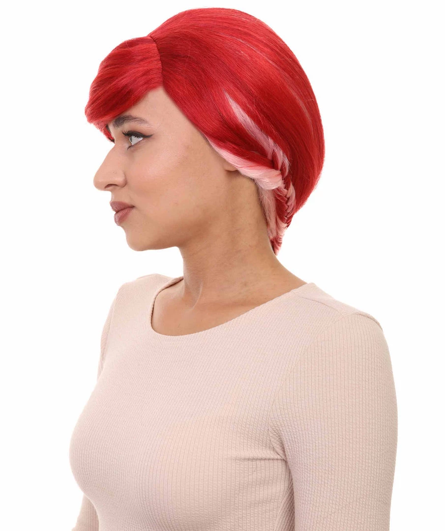 HPO Pretty Red Ponytail Womens Wig | Pop Star Character Cosplay Halloween Wig | Premium Breathable Capless Cap