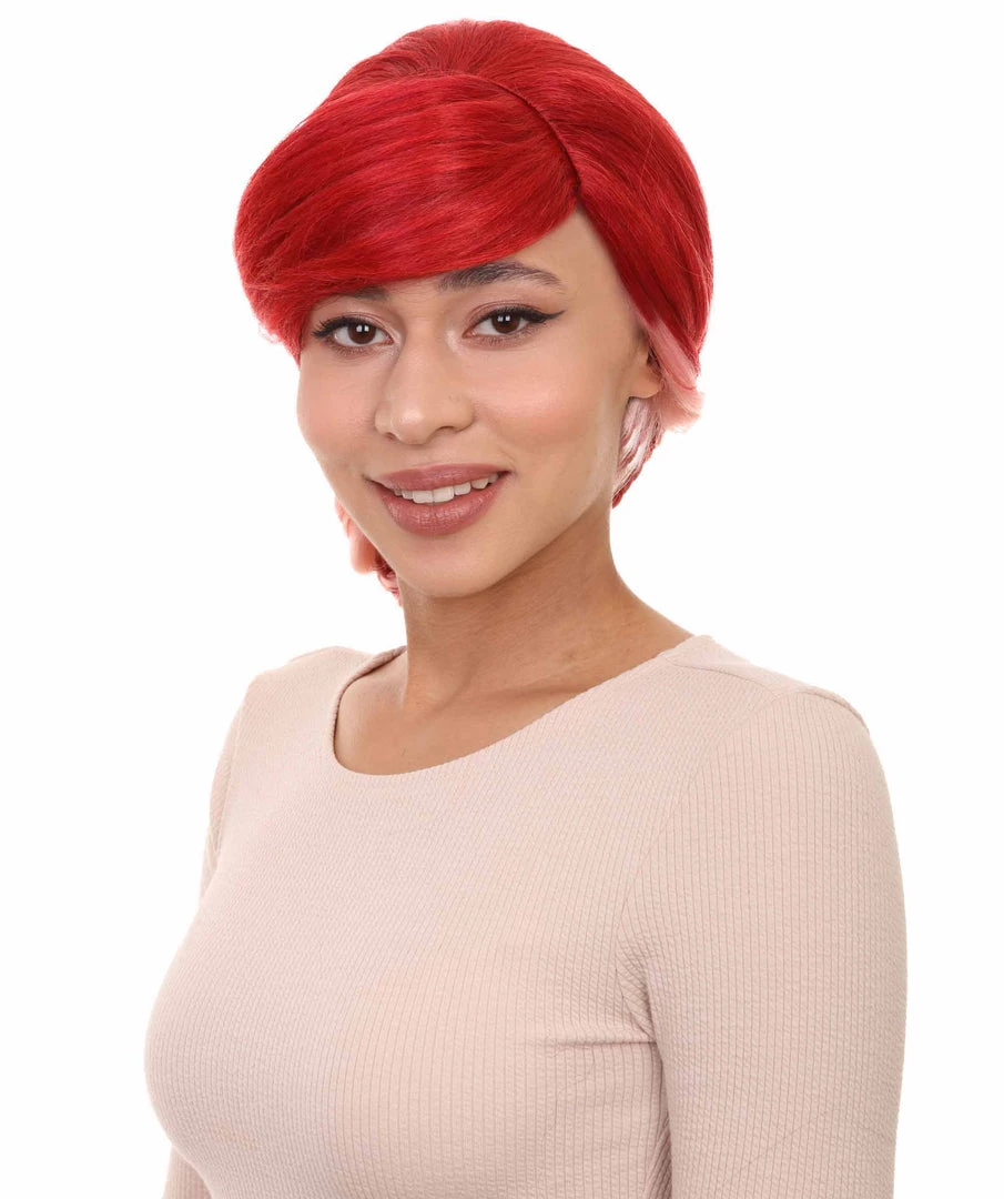 HPO Pretty Red Ponytail Womens Wig | Pop Star Character Cosplay Halloween Wig | Premium Breathable Capless Cap