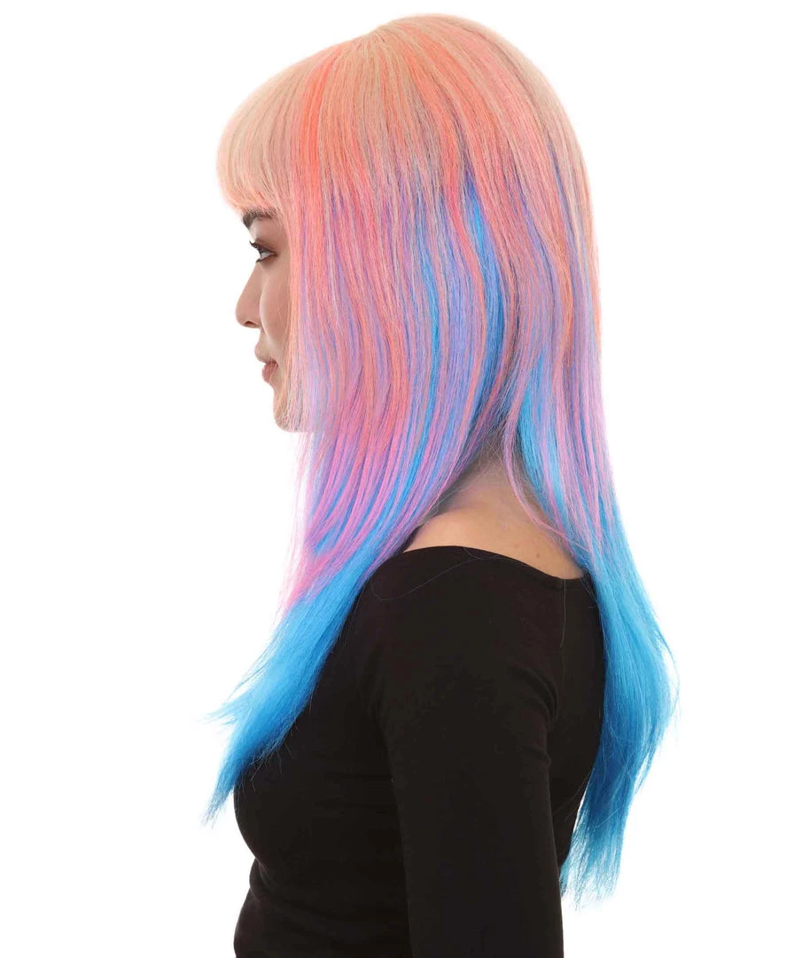 HPO Long Bob Multicolored Cosplay Womens Wig | Premium Breathable Capless Cap Women's