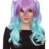 HPO Double Ponytail Womens Wig | Blue & Purple Wig | Premium Breathable Capless Cap