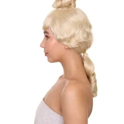 HPO Womens Colonial Ladies 18th Century Wig | Blonde Historical Wigs | Premium Breathable Capless Cap