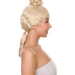 HPO Womens Colonial Ladies 18th Century Wig | Blonde Historical Wigs | Premium Breathable Capless Cap