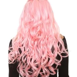 HPO Women's Pink Long Wavy Womens Wig | Premium Breathable Capless Cap