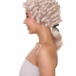 HPO 18th Century Colonial Woman Wig | White Historical Wigs | Premium Breathable Capless Cap