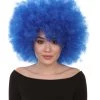 HPO Men's Bubble Lucy Womens Wig | Afro Jumbo Blue Cosplay Halloween Wig | Premium Breathable Capless Cap
