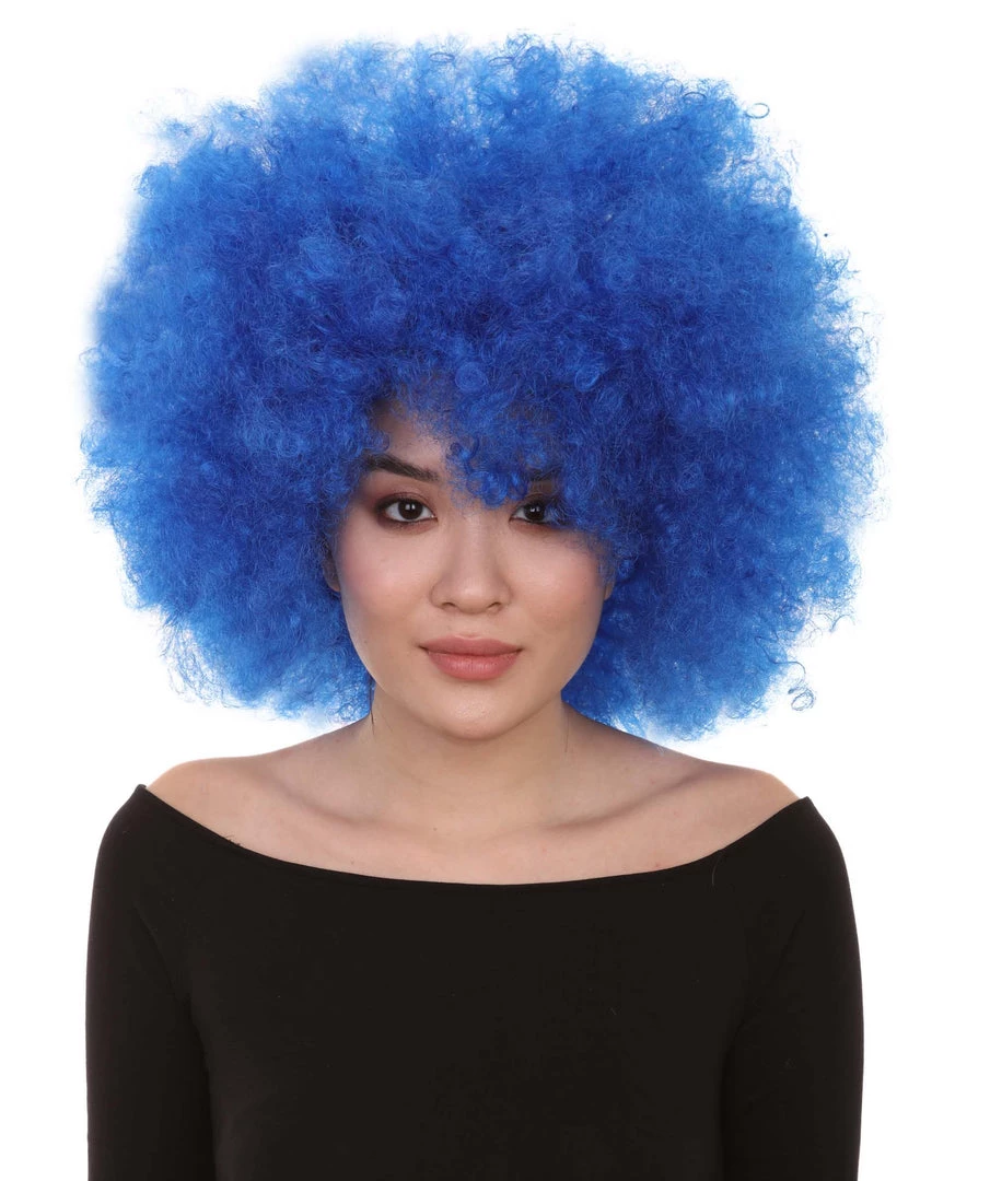 HPO Men's Bubble Lucy Womens Wig | Afro Jumbo Blue Cosplay Halloween Wig | Premium Breathable Capless Cap