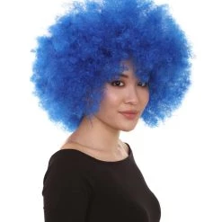 HPO Men's Bubble Lucy Womens Wig | Afro Jumbo Blue Cosplay Halloween Wig | Premium Breathable Capless Cap