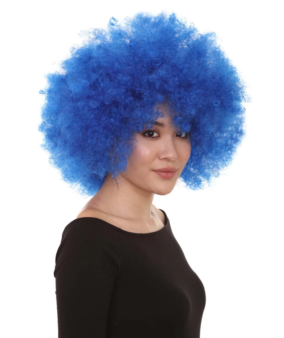 HPO Men's Bubble Lucy Womens Wig | Afro Jumbo Blue Cosplay Halloween Wig | Premium Breathable Capless Cap